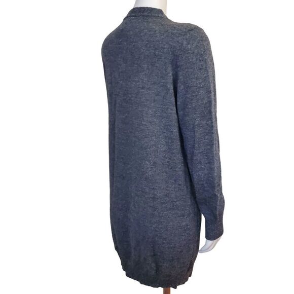 New Tabask Tey-Art Superfine ALPACA Sweater Open Cardigan Pockets Gray Sz M #33 - Picture 4 of 7